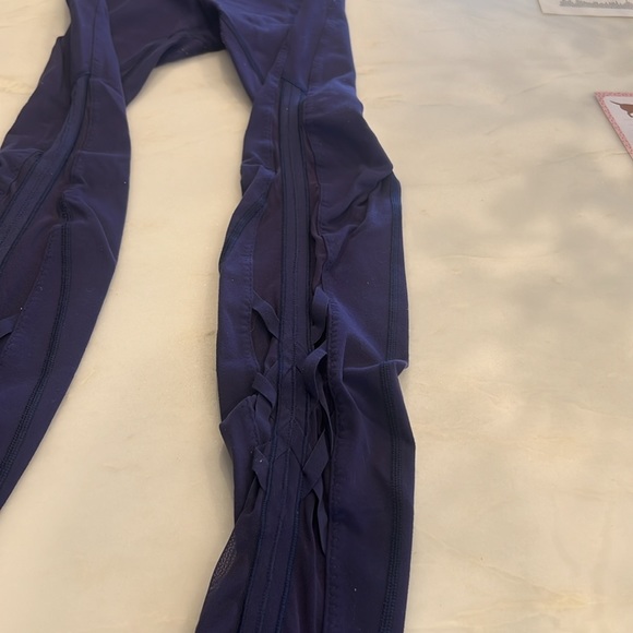 Navy blue leggings- lace up design on back.  Worn but in good condition - Picture 3 of 3